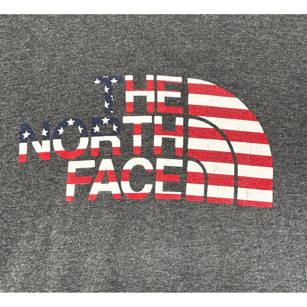The North Face Hoodie‎ Mens M Grey USA Flag Graphic Pullover NF0A352E